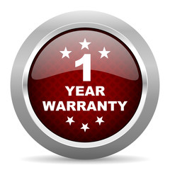 warranty guarantee 1 year red glossy web icon