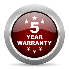 warranty guarantee 5 year red glossy web icon