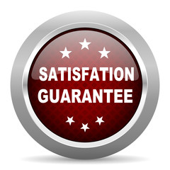 satisfaction guarantee red glossy web icon
