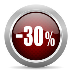 30 percent sale retail red glossy web icon