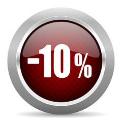 10 percent sale retail red glossy web icon