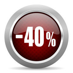 40 percent sale retail red glossy web icon