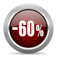 60 percent sale retail red glossy web icon