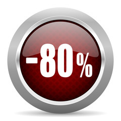 80 percent sale retail red glossy web icon