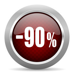 90 percent sale retail red glossy web icon