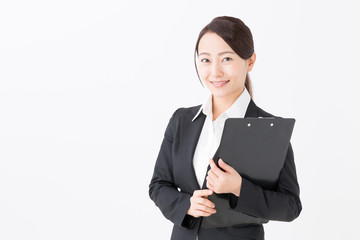portrait of asian businesswoman on white background