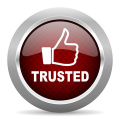 trusted red glossy web icon