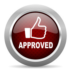 approved red glossy web icon