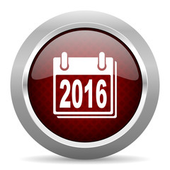 new year 2016 red glossy web icon