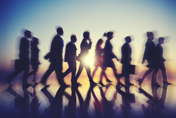 Fototapeta premium Business People Walking Commuter Rush Hour Concept