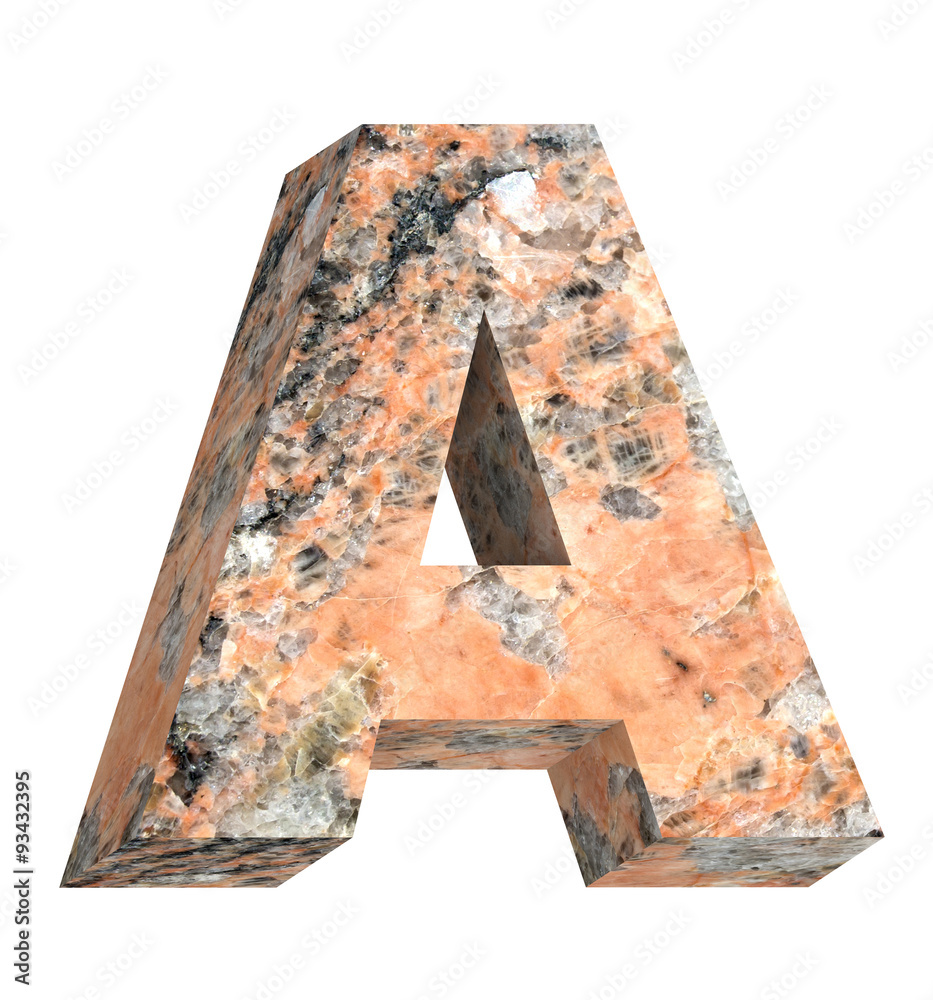 Fototapete one letter from granite alphabet set isolated over white. computer generated 3d photo rendering.