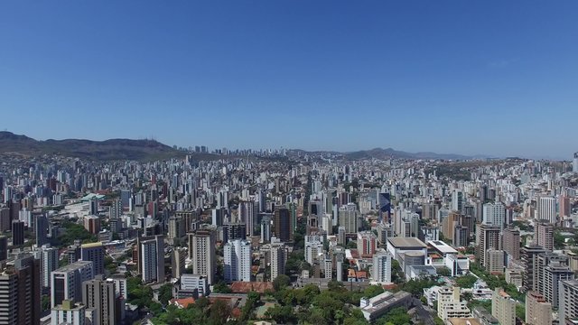 Aerial view from Pra&ccedil;a da Liberdade to Belo Horizonte skyline, Minas Gerais, Brazil.