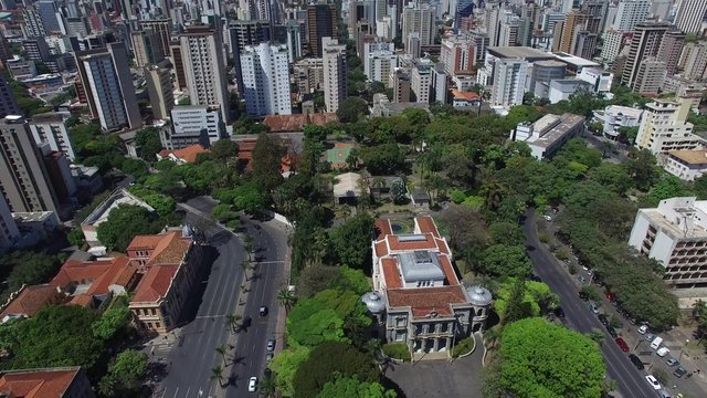 Aerial view from Pra&ccedil;a da Liberdade to Belo Horizonte skyline, Minas Gerais, Brazil.