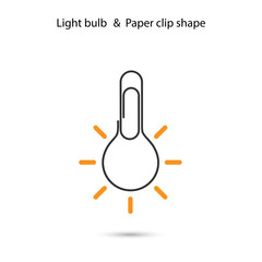 Creative light bulbl logo design,Paper clip sign.Concept of idea
