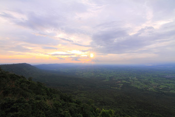 Fototapeta na wymiar view of the high mountain in sunset time