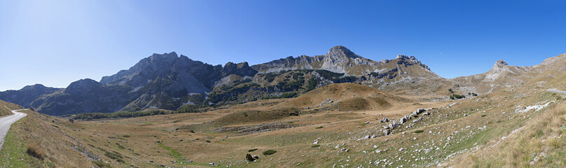 Fototapeta na wymiar Panorama from mountains in Durmitor national Park
