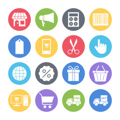 online shopping icons set