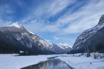 Canada Rocky Mountains and lake with reflection