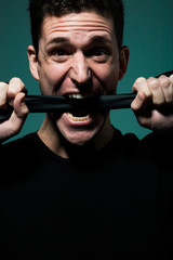 Young man in black shirt.