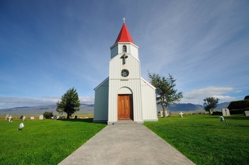 The white Church in Glaumb&aelig;r, Iceland