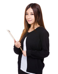 Asian woman hold with clipboard