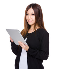 Asian Young woman use of tablet pc