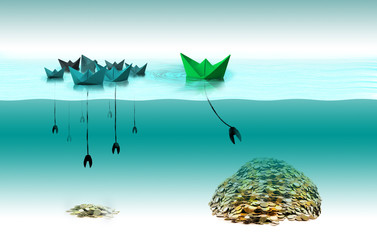 Paper boat leave from the group and opportunity searching, think outside the box