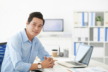 Fototapeta premium Manager at his workplace