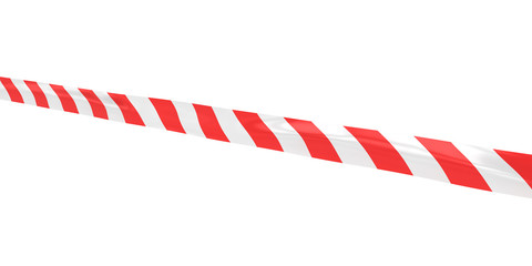 Red and White Striped Hazard Tape Line at Angle