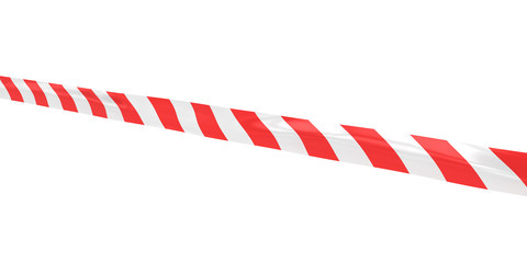 Fototapeta premium Red and White Striped Hazard Tape Line at Angle