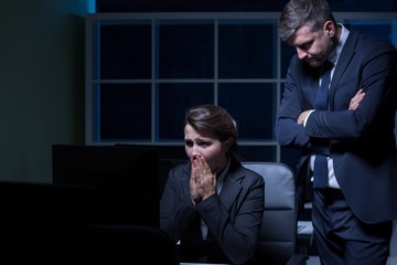 Scared secretary and cruel boss