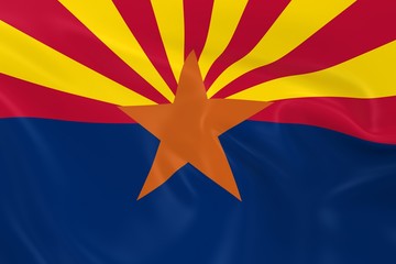 Waving State Flag of Arizona - 3D Render of the Arizonian State Flag with Silky Texture