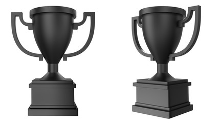 Black trophy on white background