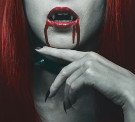 Vampire woman in the blood