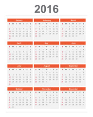 2016 Calendar