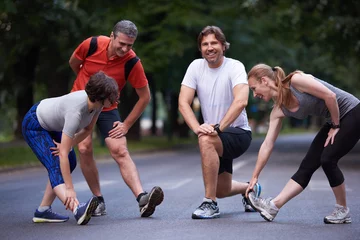 Papier Peint photo autocollant Jogging jogging people group stretching