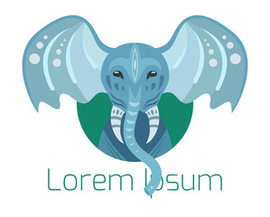 Vector card with stylized elephant 