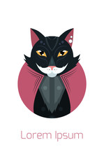 Vector card with stylized cat and place for text
