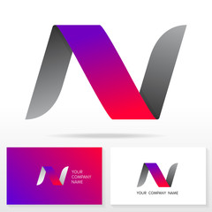 Letter N logo design - vector sign. Business card templates.