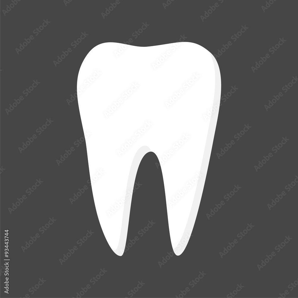 Wall mural Tooth Icon on black background