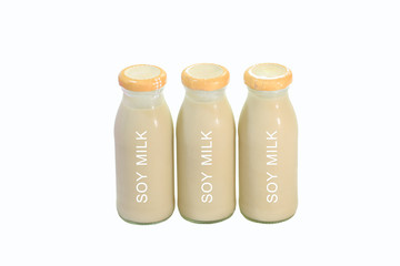 bottle soy milk with white background