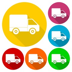 Delivery icons with long shadow set