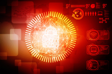 Security concept: Lock on digital screen, contrast, 3d render