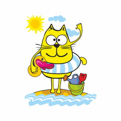 Cat resting on the sea