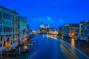 Grand Canal - twilight with San Giorgio Maggiore church in background.  Venice, Italy. 