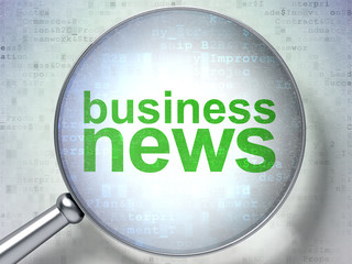 News concept: Business News with optical glass