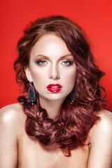 Fototapeta premium red hair beauty woman portrait