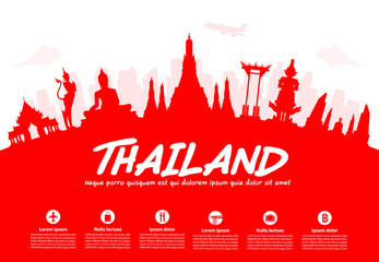 Thailand Travel Landmarks. - obrazy, fototapety, plakaty