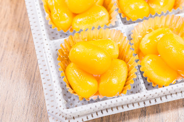 Golden Jackfruit Seeds ,Thai Mung Bean and Egg Yolk Dessert.(Met