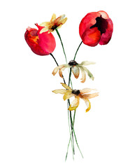 Obrazy na Szkle  Kwiaty Gerber i Tulipany